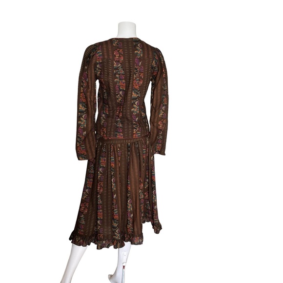 Vintage Jacket and Skirt Set Brown Patterned Academia Nerd Poetcore - Picture 2 of 12